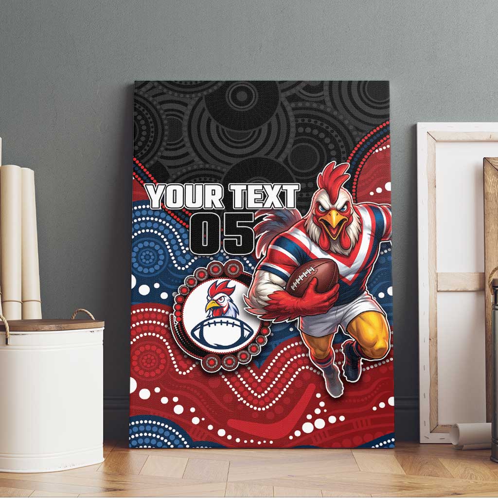 Custom Roosters Canvas Wall Art Chicken Mascot With Aboriginal Indigenous