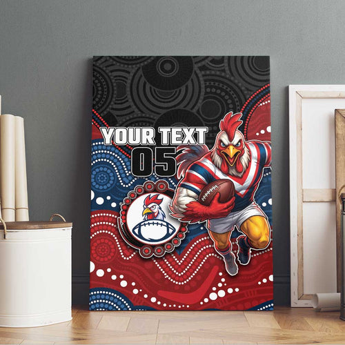 Custom Roosters Canvas Wall Art Chicken Mascot With Aboriginal Indigenous