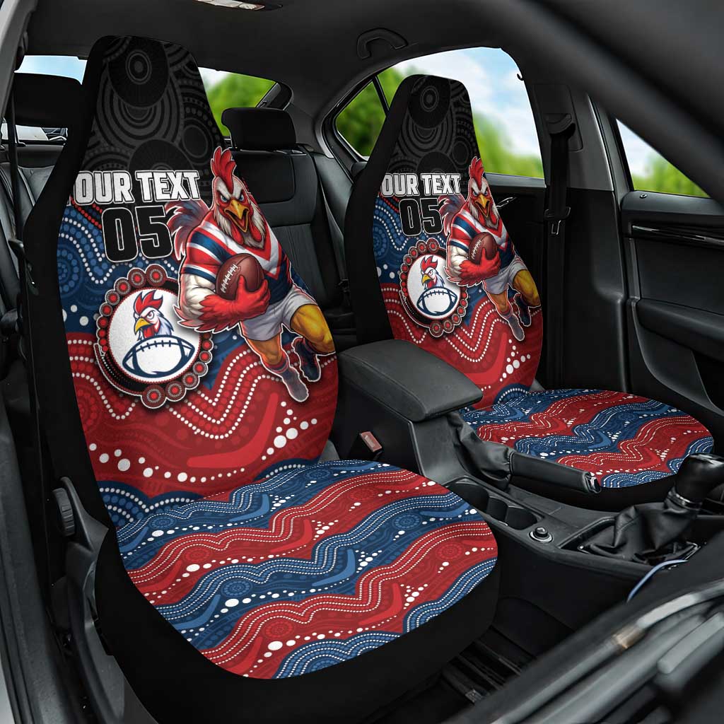 Custom Roosters Car Seat Cover Chicken Mascot With Aboriginal Indigenous