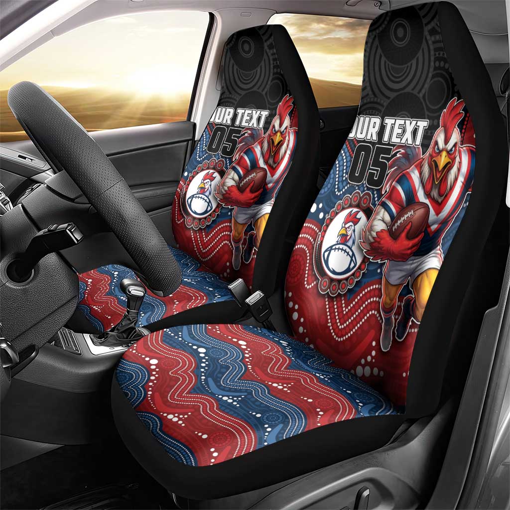 Custom Roosters Car Seat Cover Chicken Mascot With Aboriginal Indigenous
