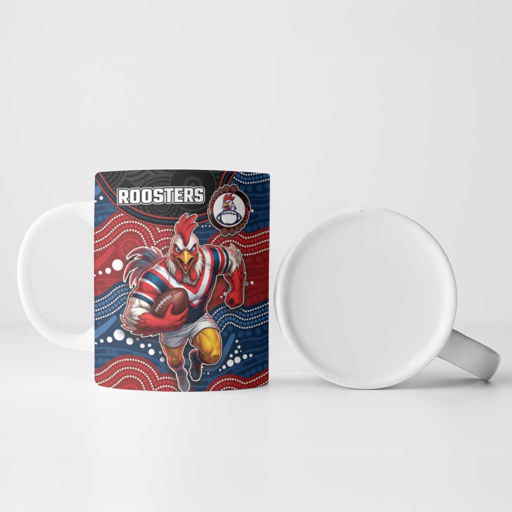 Custom Roosters Ceramic Mug Chicken Mascot With Aboriginal Indigenous