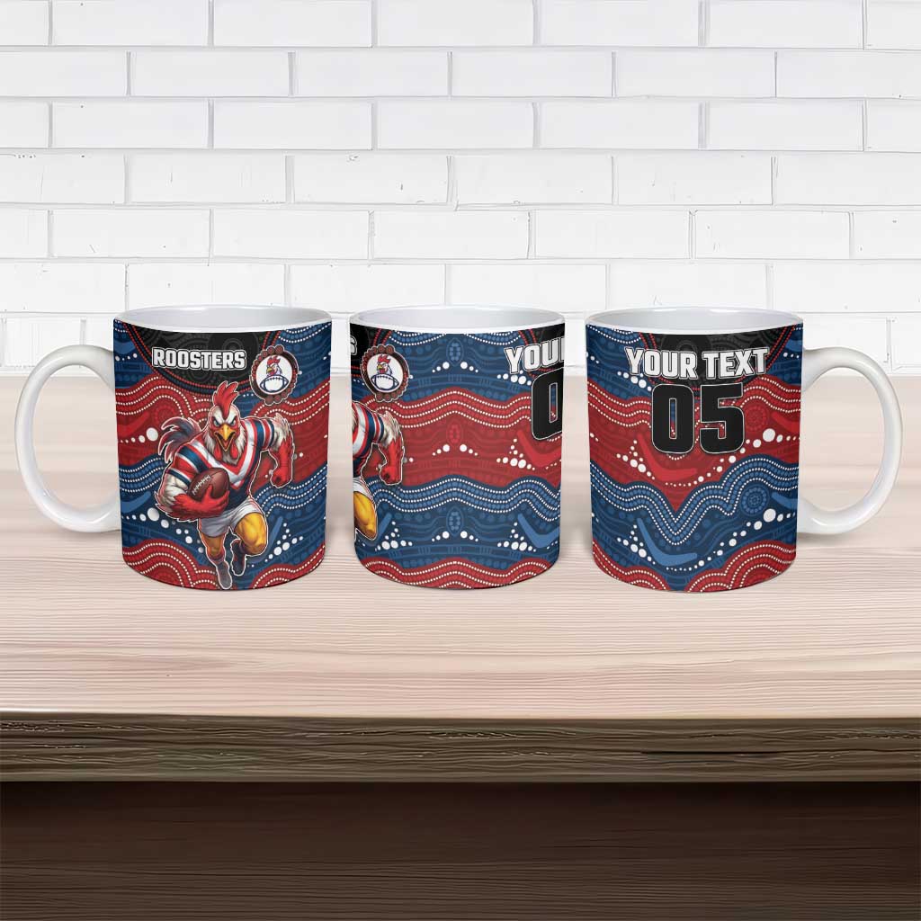 Custom Roosters Ceramic Mug Chicken Mascot With Aboriginal Indigenous
