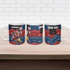 Custom Roosters Ceramic Mug Chicken Mascot With Aboriginal Indigenous
