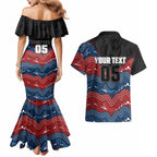 Custom Roosters Couples Matching Mermaid Dress and Hawaiian Shirt Chicken Mascot With Aboriginal Indigenous
