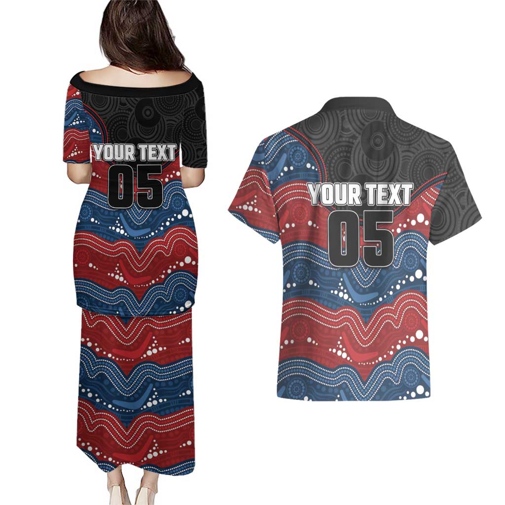 Custom Roosters Couples Matching Puletasi and Hawaiian Shirt Chicken Mascot With Aboriginal Indigenous