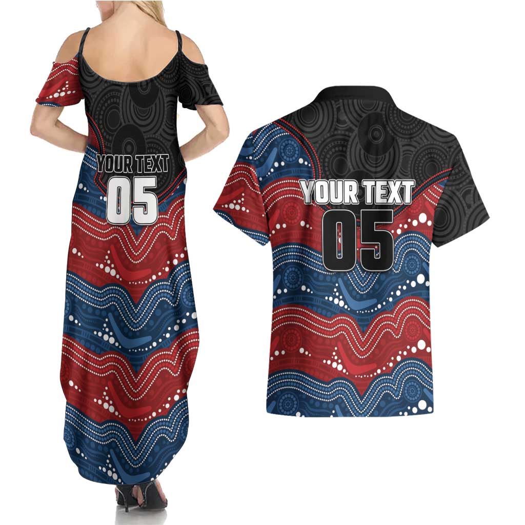 Custom Roosters Couples Matching Summer Maxi Dress and Hawaiian Shirt Chicken Mascot With Aboriginal Indigenous