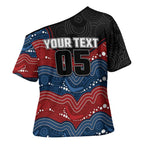 Custom Roosters Cross Shoulder Shirt Chicken Mascot With Aboriginal Indigenous