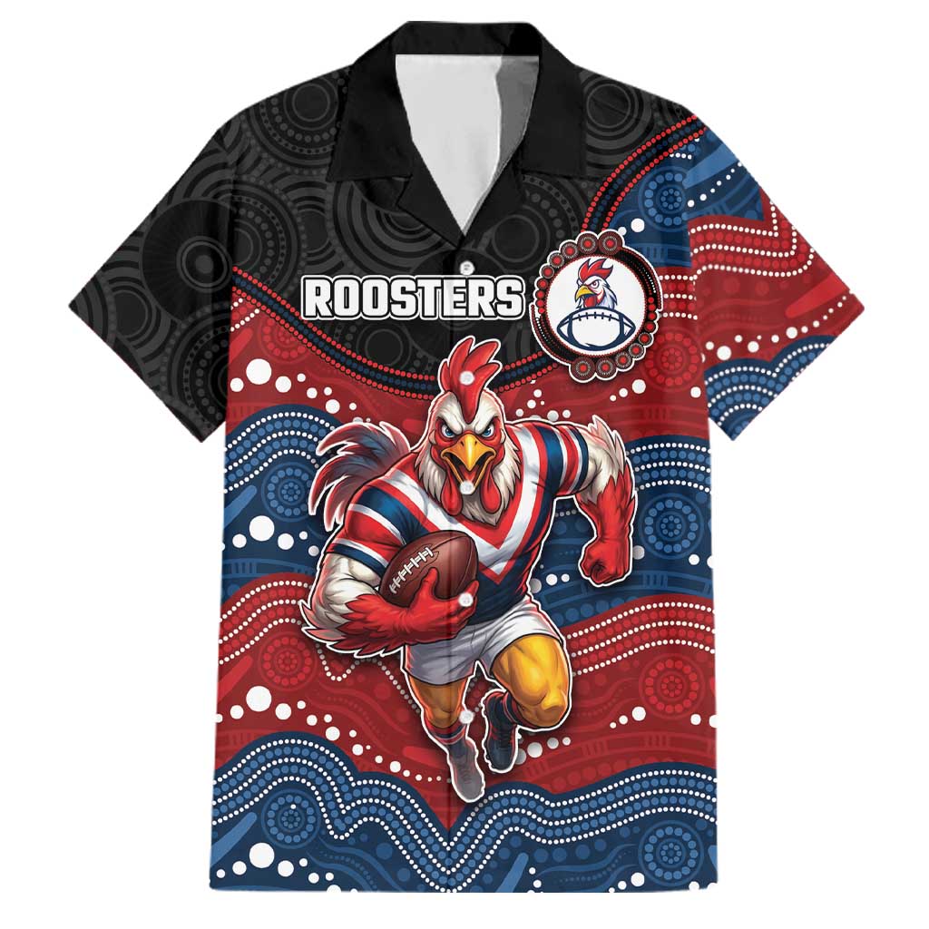 Custom Roosters Family Matching Mermaid Dress and Hawaiian Shirt Chicken Mascot With Aboriginal Indigenous