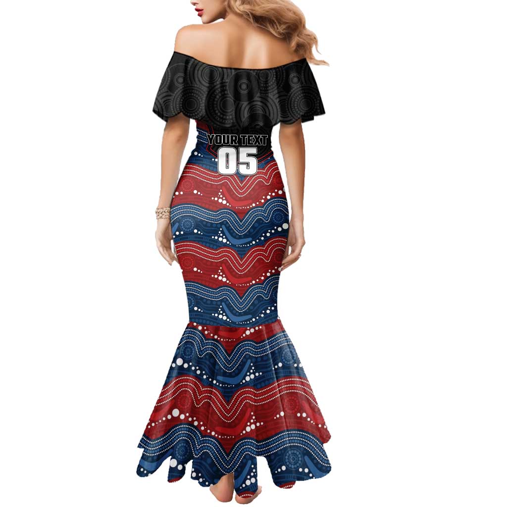 Custom Roosters Family Matching Mermaid Dress and Hawaiian Shirt Chicken Mascot With Aboriginal Indigenous