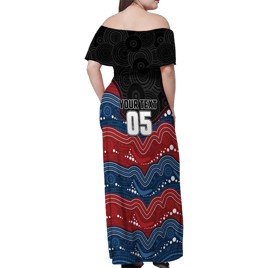 Custom Roosters Family Matching Off Shoulder Maxi Dress and Hawaiian Shirt Chicken Mascot With Aboriginal Indigenous