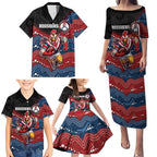 Custom Roosters Family Matching Puletasi and Hawaiian Shirt Chicken Mascot With Aboriginal Indigenous