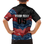 Custom Roosters Family Matching Summer Maxi Dress and Hawaiian Shirt Chicken Mascot With Aboriginal Indigenous