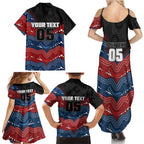 Custom Roosters Family Matching Summer Maxi Dress and Hawaiian Shirt Chicken Mascot With Aboriginal Indigenous