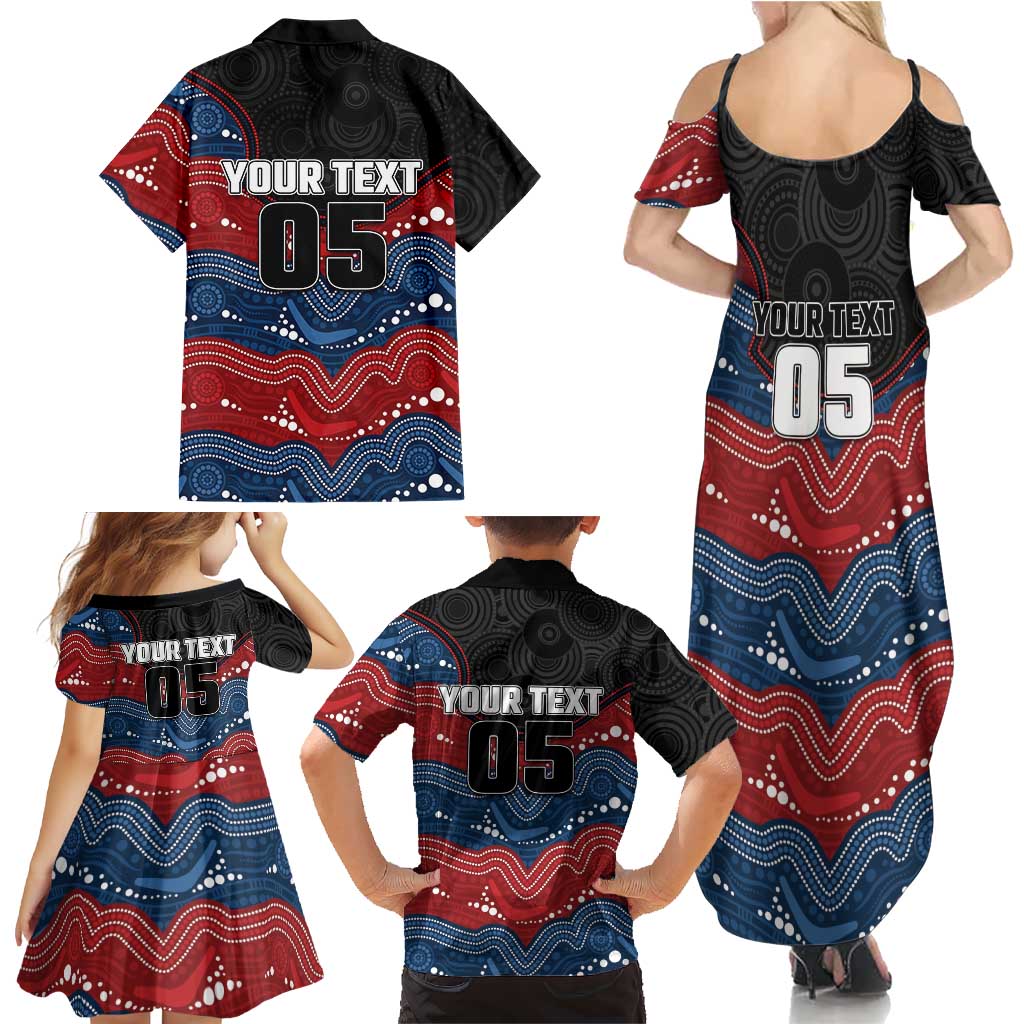 Custom Roosters Family Matching Summer Maxi Dress and Hawaiian Shirt Chicken Mascot With Aboriginal Indigenous
