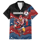 Custom Roosters Family Matching Summer Maxi Dress and Hawaiian Shirt Chicken Mascot With Aboriginal Indigenous