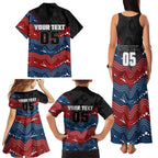 Custom Roosters Family Matching Tank Maxi Dress and Hawaiian Shirt Chicken Mascot With Aboriginal Indigenous