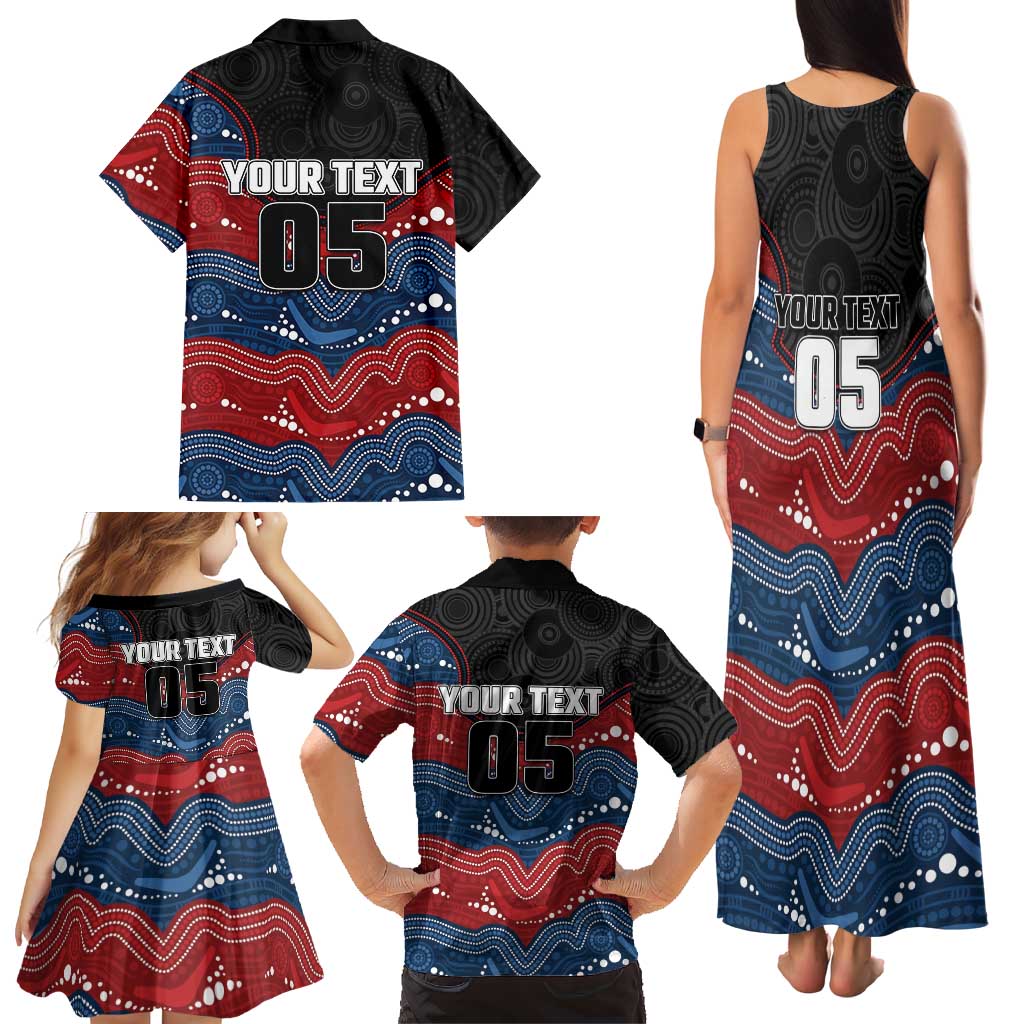 Custom Roosters Family Matching Tank Maxi Dress and Hawaiian Shirt Chicken Mascot With Aboriginal Indigenous
