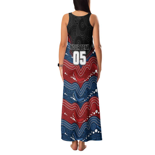 Custom Roosters Family Matching Tank Maxi Dress and Hawaiian Shirt Chicken Mascot With Aboriginal Indigenous