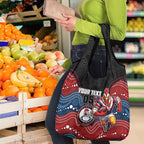 Custom Roosters Grocery Bag Chicken Mascot With Aboriginal Indigenous
