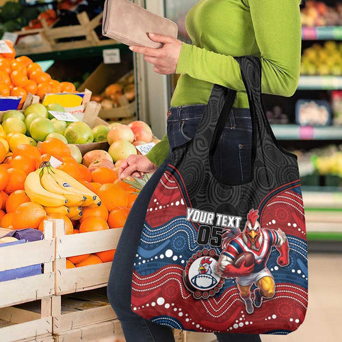 Custom Roosters Grocery Bag Chicken Mascot With Aboriginal Indigenous