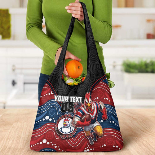 Custom Roosters Grocery Bag Chicken Mascot With Aboriginal Indigenous