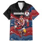Custom Roosters Hawaiian Shirt Chicken Mascot With Aboriginal Indigenous