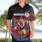 Custom Roosters Hawaiian Shirt Chicken Mascot With Aboriginal Indigenous