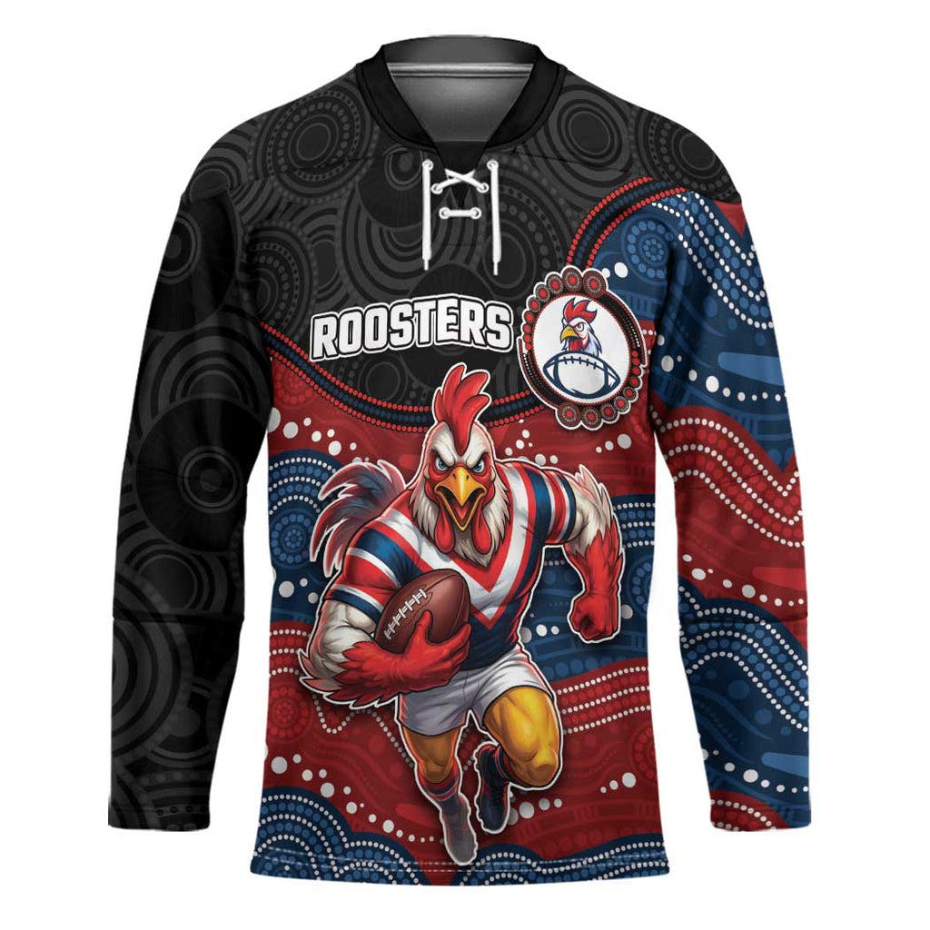 Custom Roosters Hockey Jersey Chicken Mascot With Aboriginal Indigenous