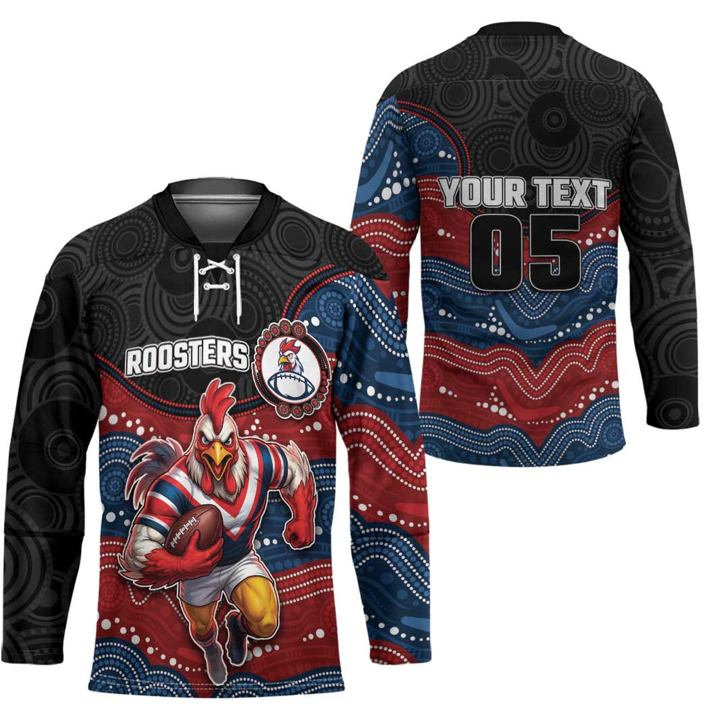 Custom Roosters Hockey Jersey Chicken Mascot With Aboriginal Indigenous