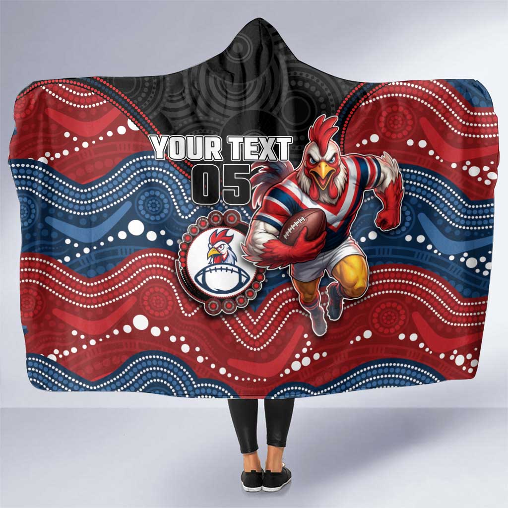 Custom Roosters Hooded Blanket Chicken Mascot With Aboriginal Indigenous