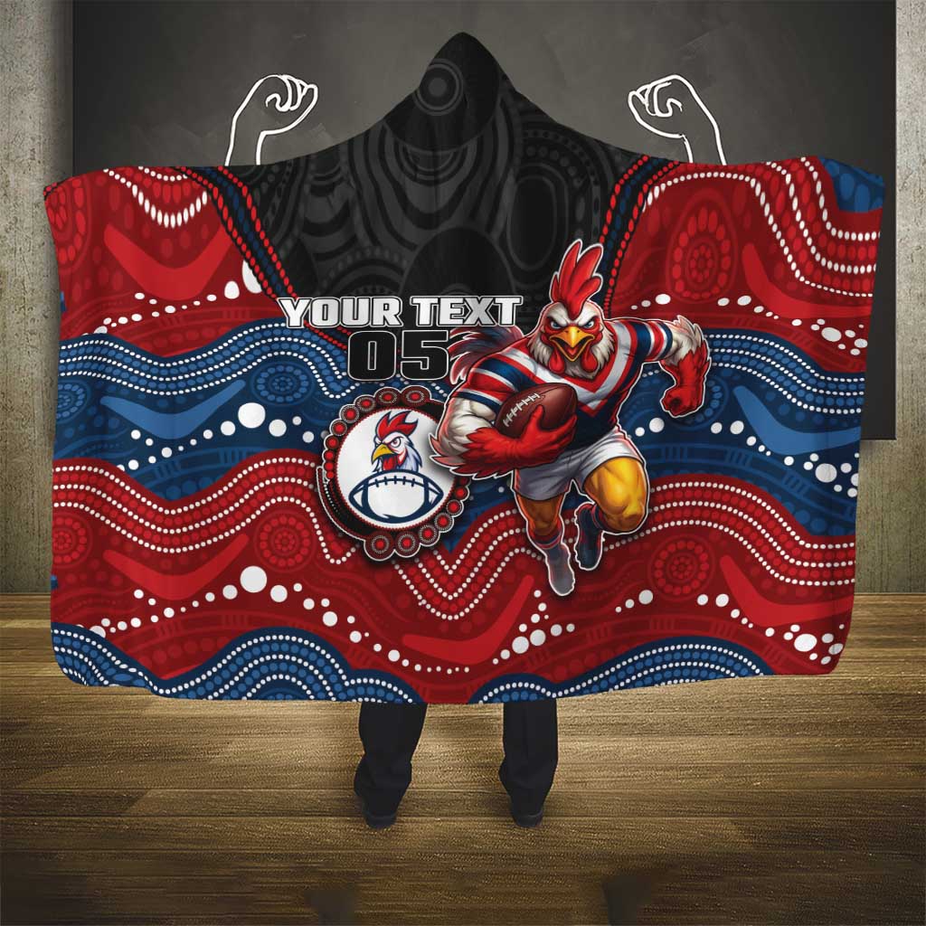 Custom Roosters Hooded Blanket Chicken Mascot With Aboriginal Indigenous