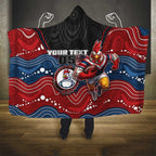 Custom Roosters Hooded Blanket Chicken Mascot With Aboriginal Indigenous