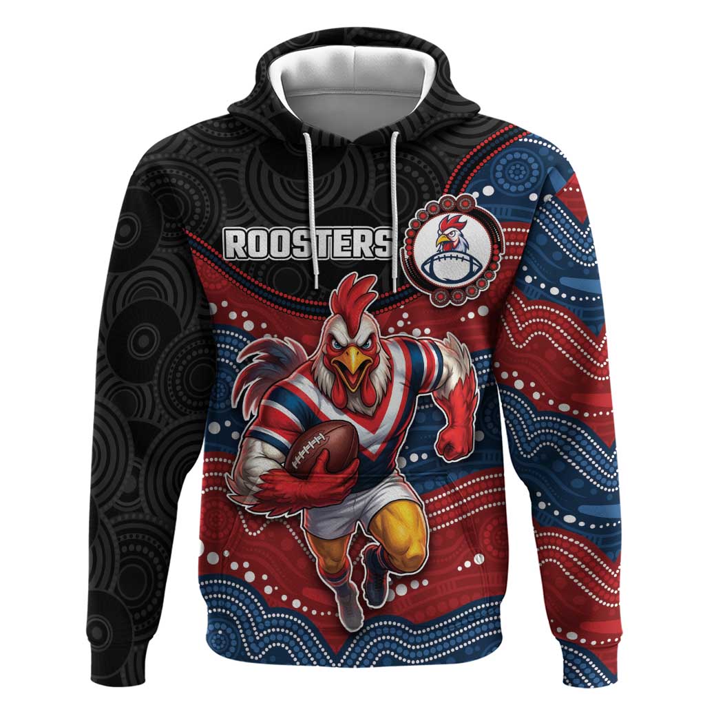 Custom Roosters Hoodie Chicken Mascot With Aboriginal Indigenous