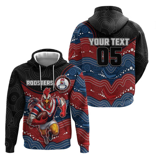 Custom Roosters Hoodie Chicken Mascot With Aboriginal Indigenous