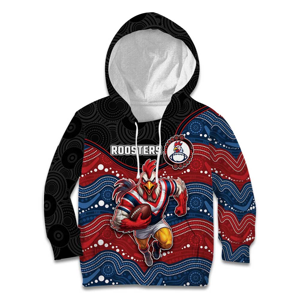 Custom Roosters Kid Hoodie Chicken Mascot With Aboriginal Indigenous