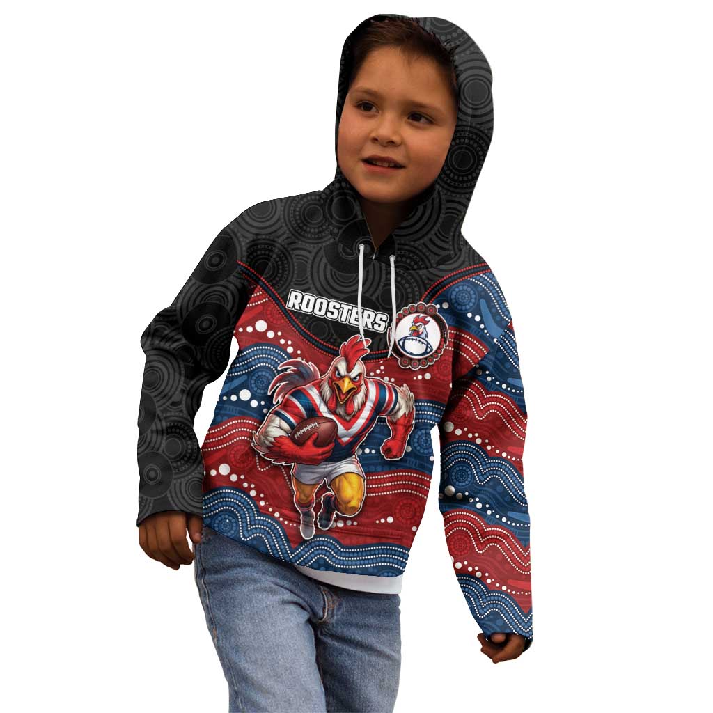 Custom Roosters Kid Hoodie Chicken Mascot With Aboriginal Indigenous