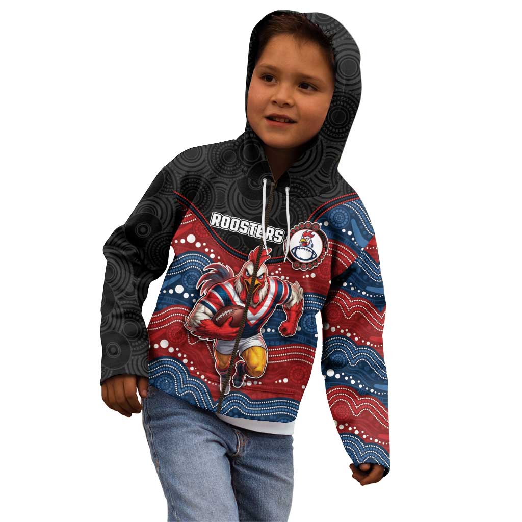 Custom Roosters Kid Hoodie Chicken Mascot With Aboriginal Indigenous