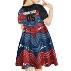 Custom Roosters Kid Short Sleeve Dress Chicken Mascot With Aboriginal Indigenous