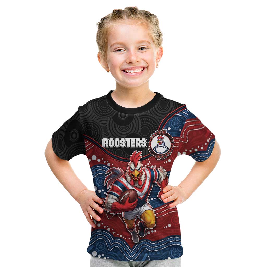 Custom Roosters Kid T Shirt Chicken Mascot With Aboriginal Indigenous