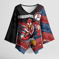 Custom Roosters Kimono Sleeve Blouse Chicken Mascot With Aboriginal Indigenous