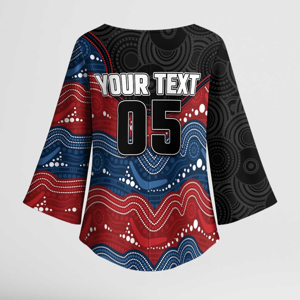 Custom Roosters Kimono Sleeve Blouse Chicken Mascot With Aboriginal Indigenous