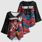 Custom Roosters Kimono Sleeve Blouse Chicken Mascot With Aboriginal Indigenous