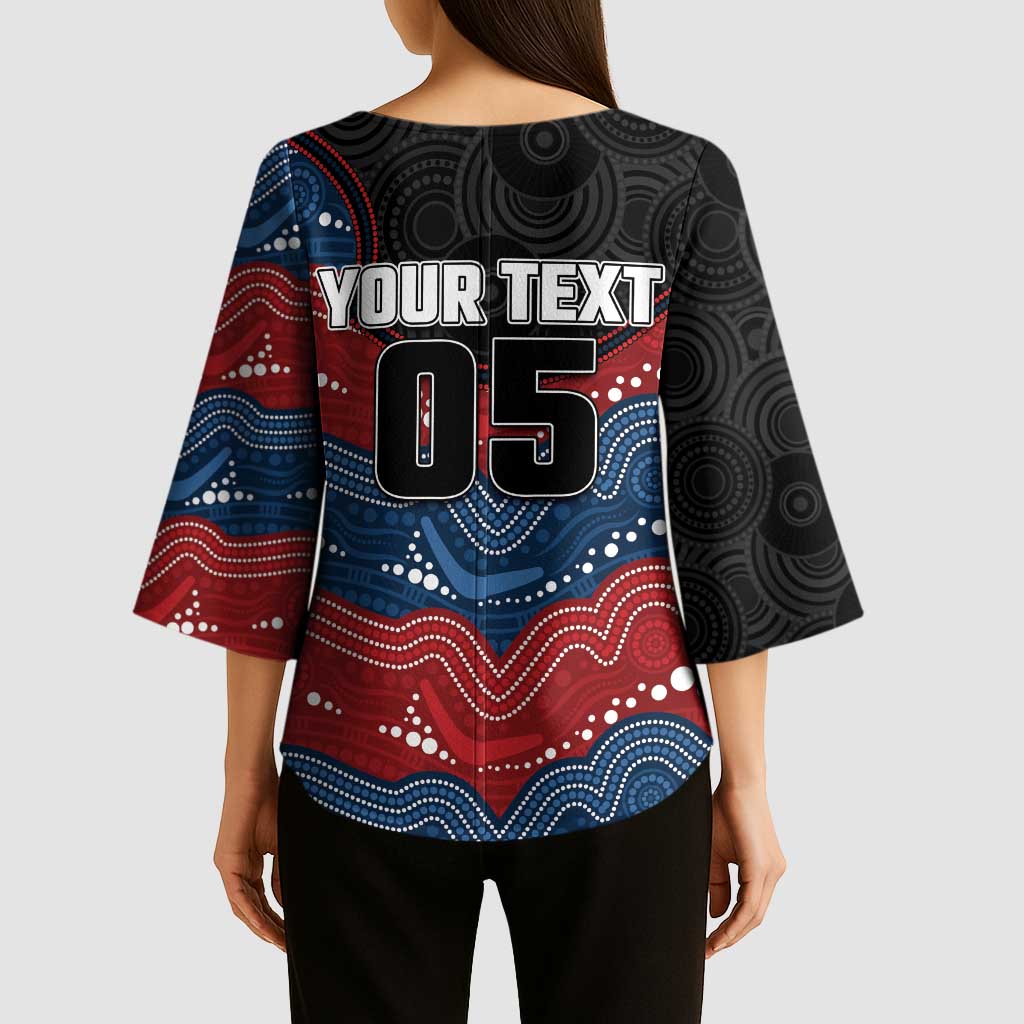 Custom Roosters Kimono Sleeve Blouse Chicken Mascot With Aboriginal Indigenous