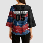 Custom Roosters Kimono Sleeve Blouse Chicken Mascot With Aboriginal Indigenous