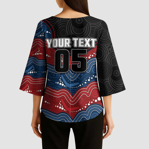 Custom Roosters Kimono Sleeve Blouse Chicken Mascot With Aboriginal Indigenous