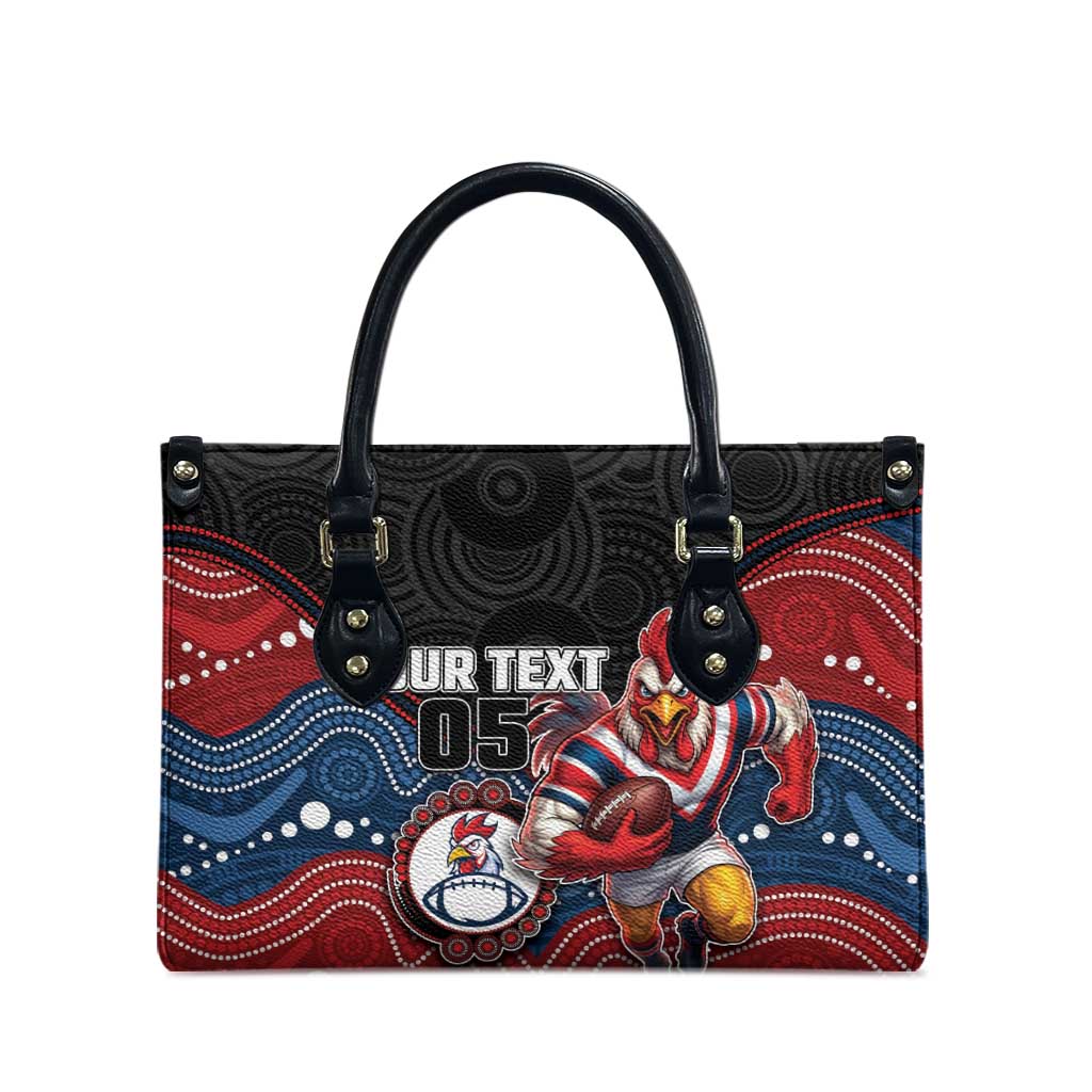 Custom Roosters Leather Bag Chicken Mascot With Aboriginal Indigenous