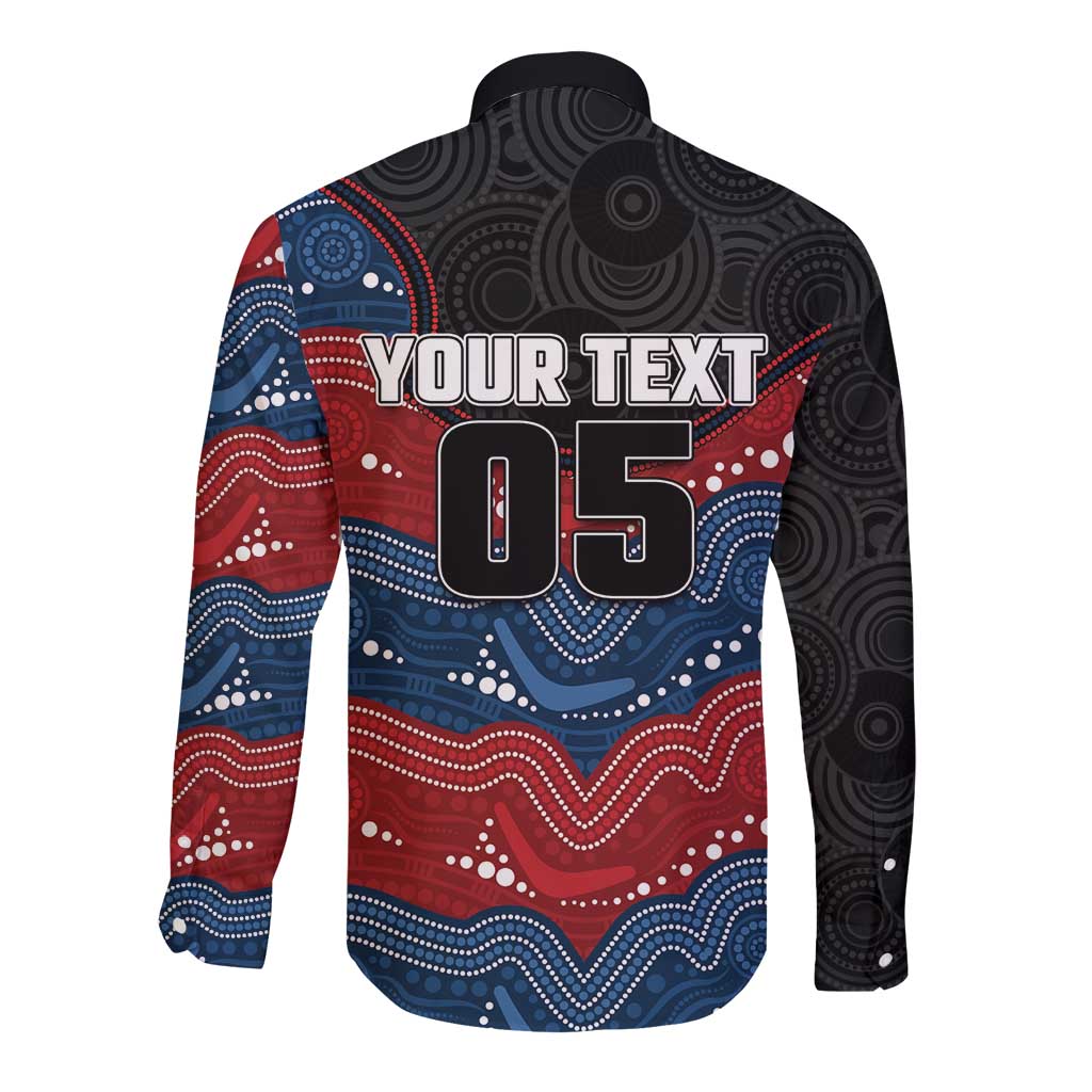 Custom Roosters Long Sleeve Button Shirt Chicken Mascot With Aboriginal Indigenous