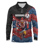 Custom Roosters Long Sleeve Polo Shirt Chicken Mascot With Aboriginal Indigenous