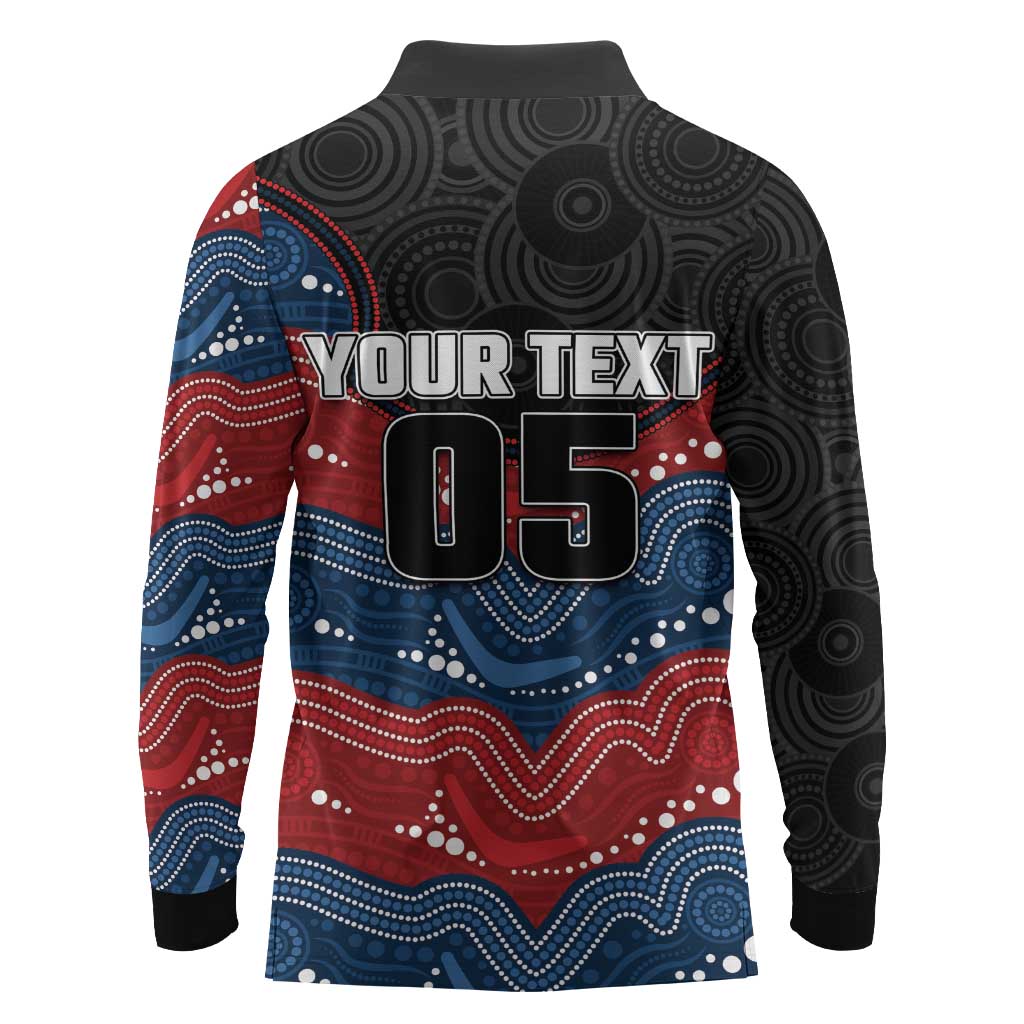 Custom Roosters Long Sleeve Polo Shirt Chicken Mascot With Aboriginal Indigenous