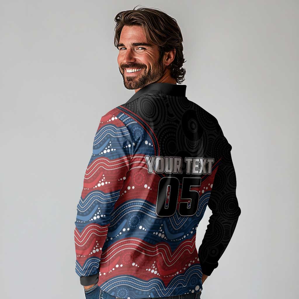 Custom Roosters Long Sleeve Polo Shirt Chicken Mascot With Aboriginal Indigenous